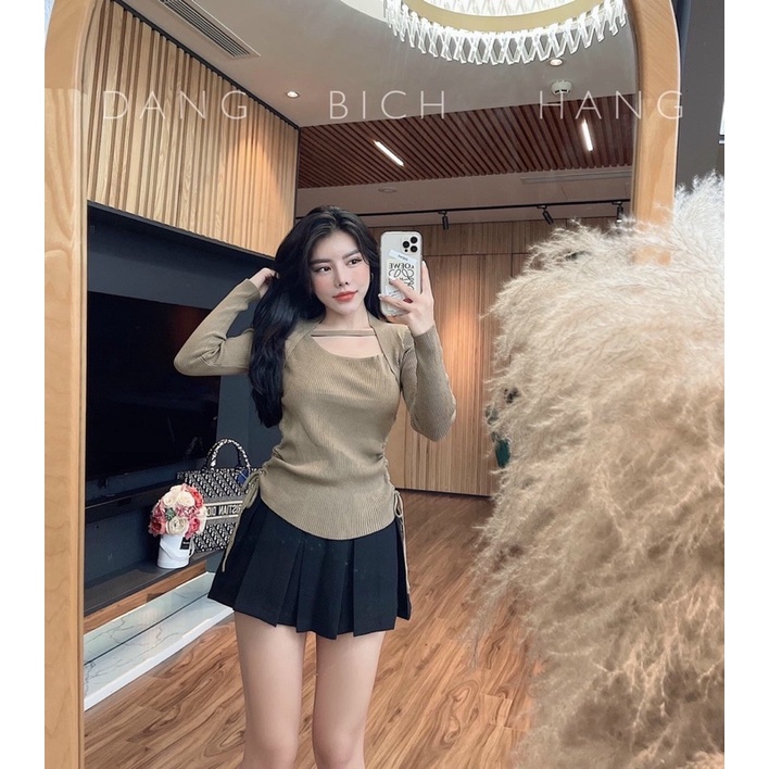 Áo len cổ vuông rút dây sang chảnh ms149 | BigBuy360 - bigbuy360.vn