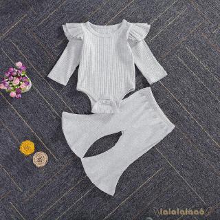 Bộ áo liền quần và quần dài 2 món màu trơn xinh xắn cho bé gái