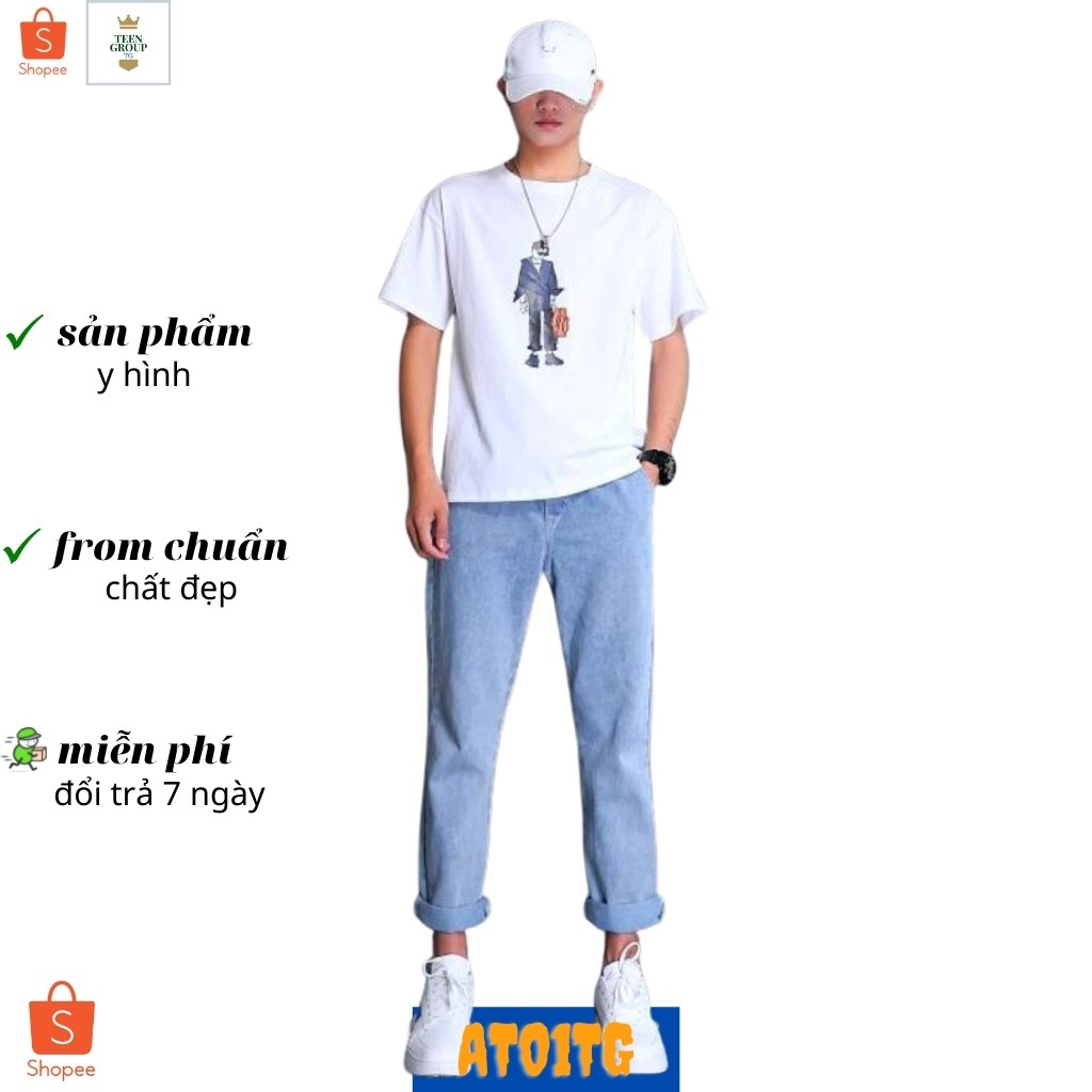 Áo thun nam tenji store ad01 cotton lạnh tay lỡ form rộng full size trắng lãng tử giá gốc tận xưởng mẫu mới (44 - 70kg)