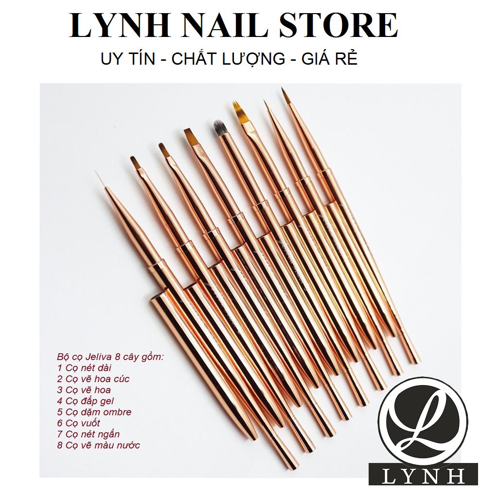Bộ cọ vẽ nail, Cọ Jeliva 8 cây cơ bản vẽ móng