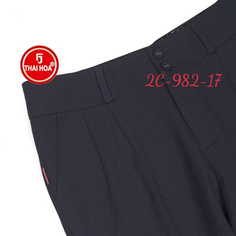 Quần tây Thái Hòa 9 tấc lưng cao 2 ly chìm màu đen 2C-982-17