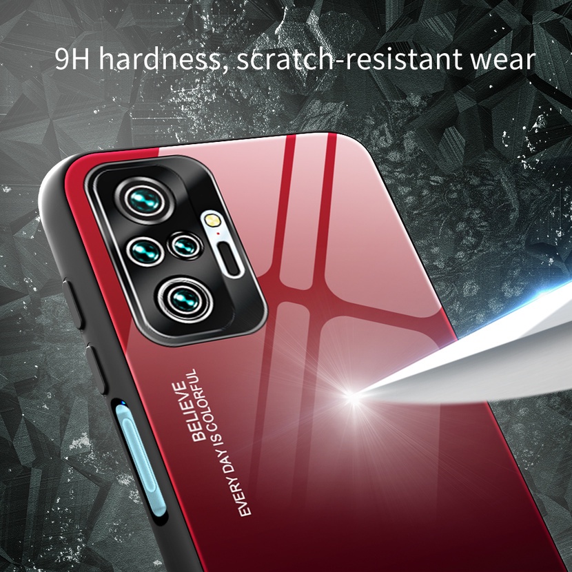 Ốp Điện Thoại Mặt Kính Cường Lực Màu Gradient Khung TPU Mềm Cho Xiaomi Redmi Note 11 10 Pro 11S 10S Redmi 10 Prime