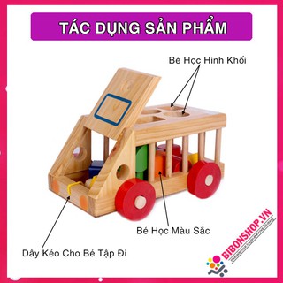 Đồ Chơi Thông Minh Xe Ô Tô Thả Hình Khối Bằng Gỗ Cho Bé