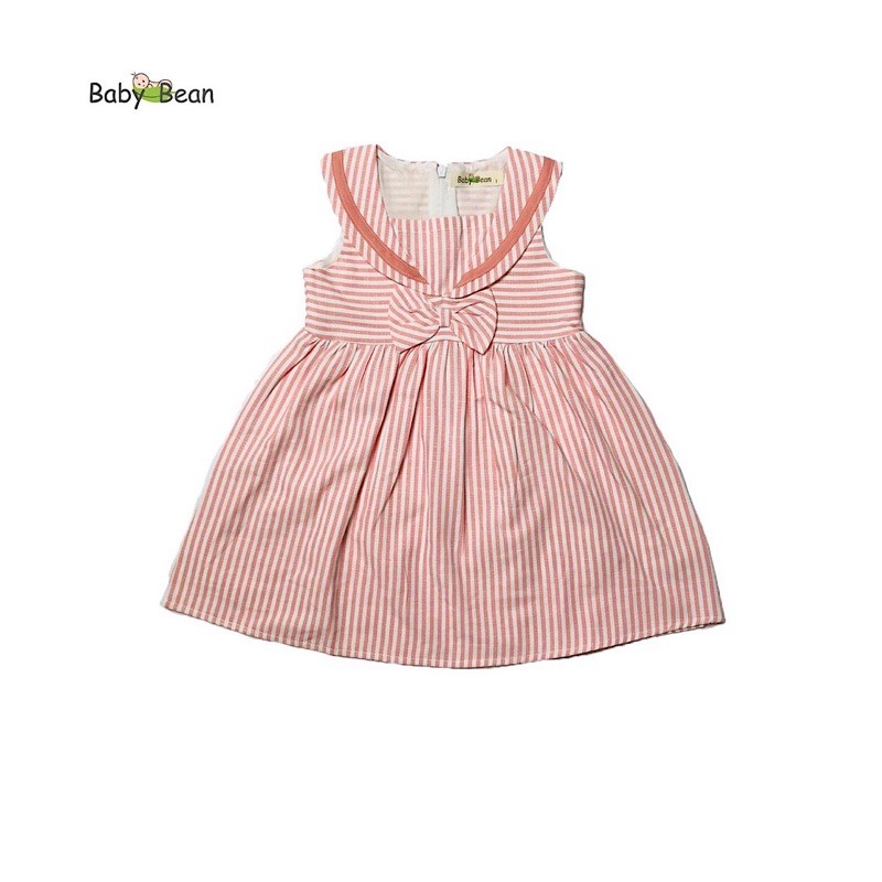 [MÃ THƯƠNG HIỆU YÊU THÍCH Voucher giảm 10%] Đầm Cotton Sọc cổ Thủy Thủ bé gái BabyBean