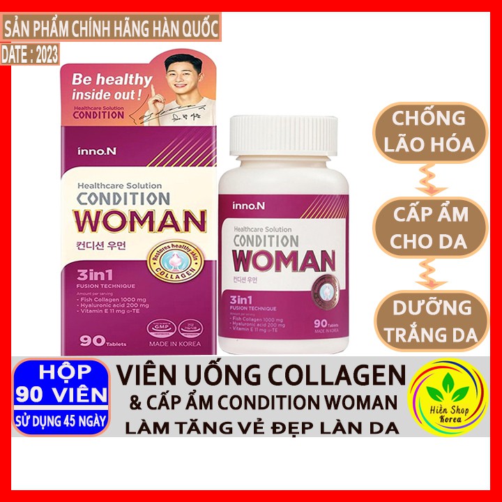Viên uống collagen và cấp ẩm Condition Woman làm tăng vẻ đẹp làn da DATE 2023