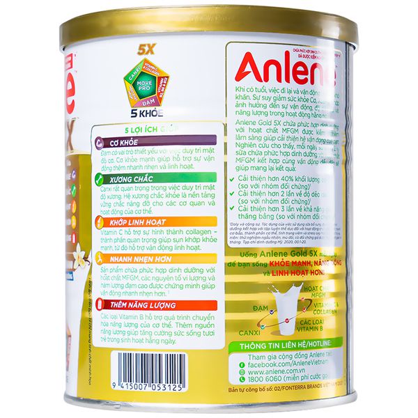 Sữa bột Anlene Gold 5X hương Vani lon 800g