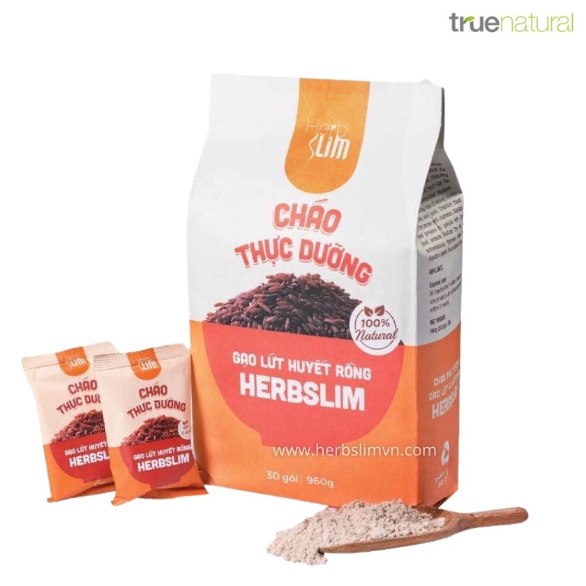 Cháo thực dưỡng, Cháo gạo lứt huyết rồng Herbslim, thành phần từ thiên nhiên, cho người béo, giảm cân