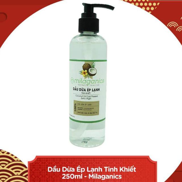 Dầu Dừa Ép Lạnh Nguyên Chất Milaganics 250ml