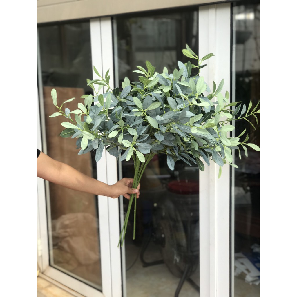 [Ảnh Shop Chụp] Cành Ô Liu Giả- Cành Olive Chất Liệu Lụa Cao Cấp Decor Nhà Cửa, Trang Trí Studio Mê Thảo Flower