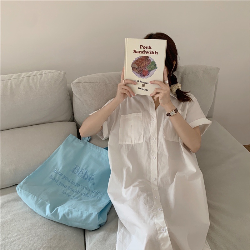 Túi vải canvas đeo vai thêu chữ màu macaron thời trang cho nữ