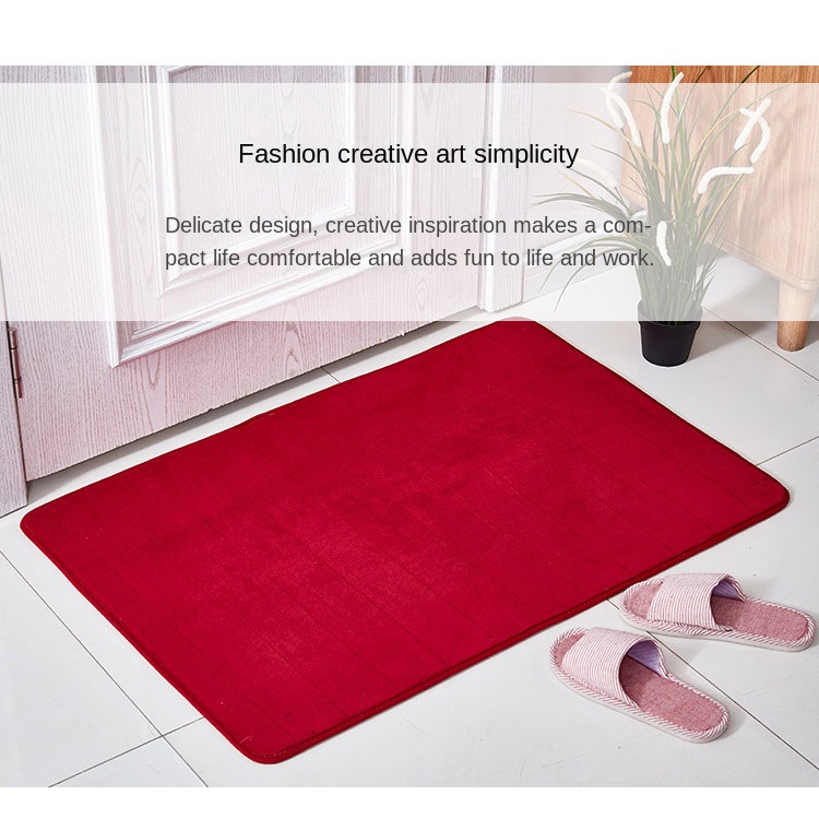 Thảm Chùi Chân Lót Sàn Bằng Lông Cừu San Hô Họa Tiết Kẻ Sọc Cho Nhà Tắm/Phòng Ngủ