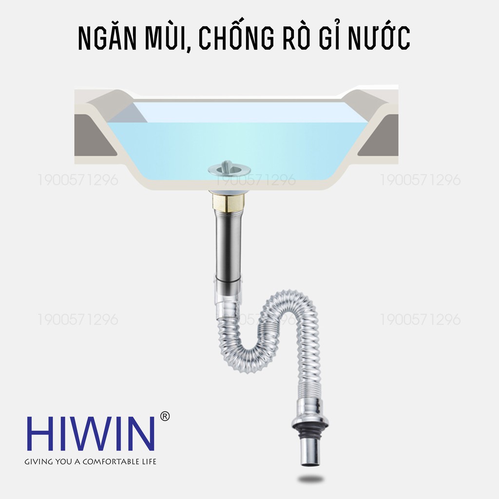 Bộ xả lavabo nắp nhấn đồng gương cao cấp sáng bóng Hiwin PG-1204 (xifong lavabo)