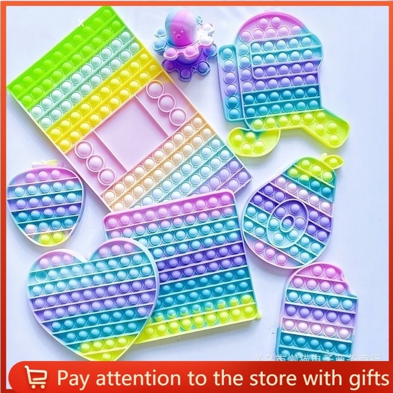 New Style 20cm Big Size Macaron Pop it fidget toys Unicorn Đẩy bong bóng Foxmind hình vuông Sưu tầm Cảm giác Giảm căng thẳng Nhu cầu Im lặng đẩy bong bóng pop it@SFVN