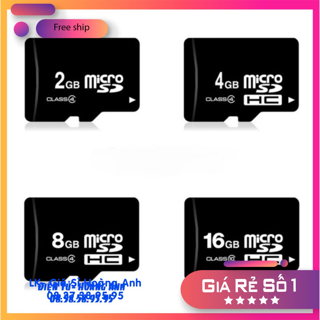 Thẻ nhớ 32GB – 16GB – 8GB – 4GB – 2GB class 10 Micro SDHC gắn điện thoại, loa, tai nghe