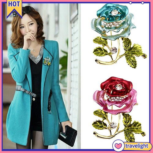 Trâm Cài Áo Hình Hoa Hồng Đính Đá Thời Trang