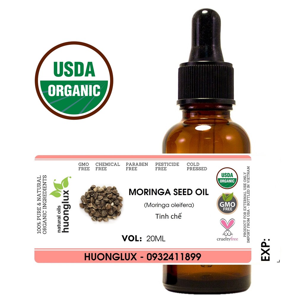 USDA Organic dầu hạt chùm ngây Moringa seed oil hữu cơ
