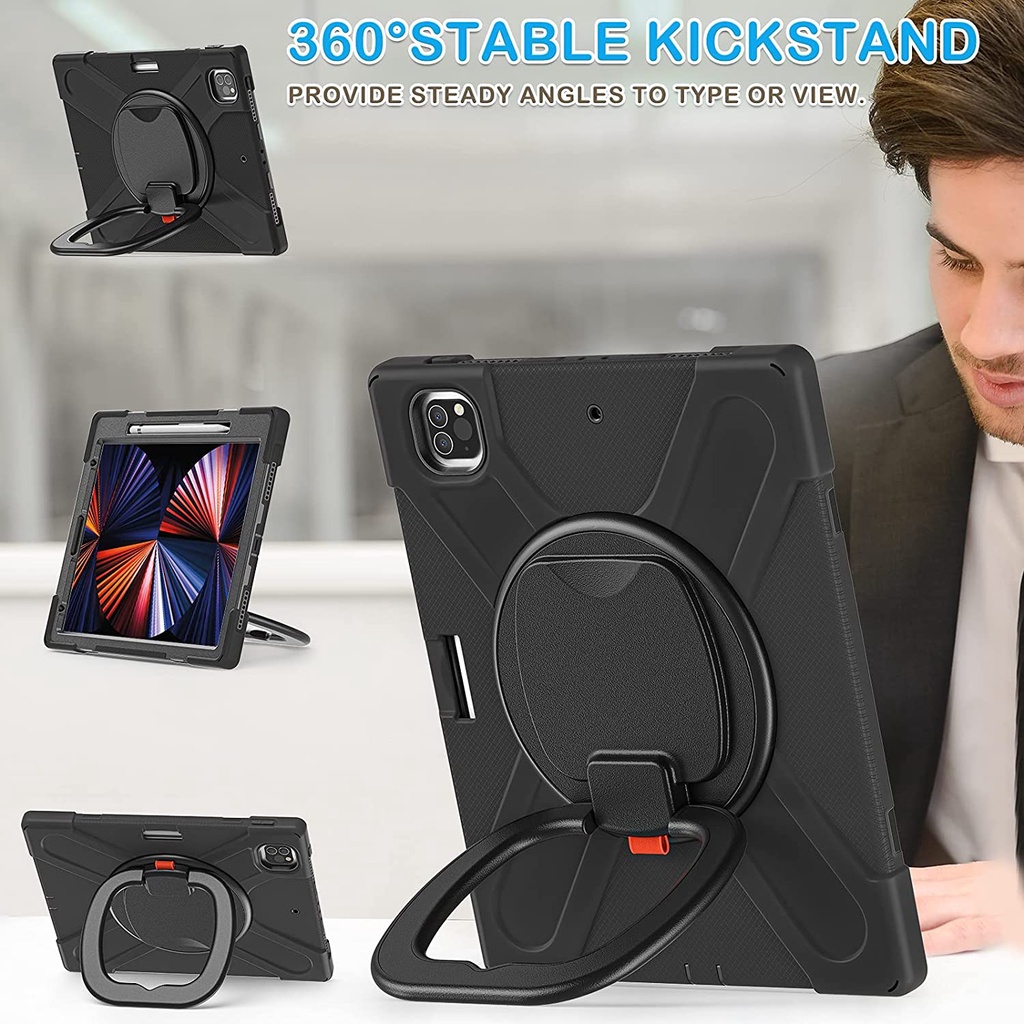 Ốp Lưng Chống Sốc 360 Độ Cho iPad Pro 12.9 2021° Bao Da Kiêm Giá Đỡ Cho iPad Pro 12.9 2020 2018