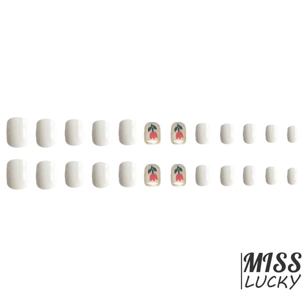 VN (Hàng Mới Về) Set 24 Móng Tay Giả Ngắn Đầu Vuông Có Thể Tháo Rời Tiện Dụng