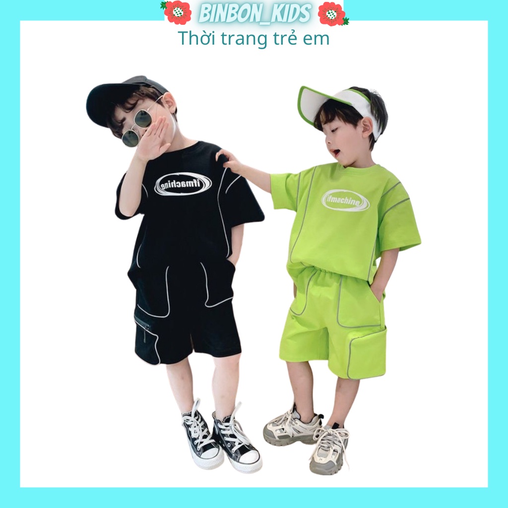 Đồ bộ hè thể thao bé trai Binbon-kids,  quần áo bé trai QATET02 chất cotton mềm cho bé từ 6-27kg