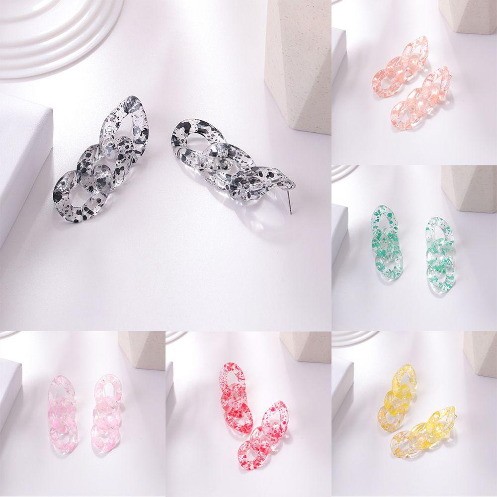 MIH Khuyên Tai Chuỗi Đính Hạt Nhựa Acrylic