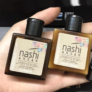 Cặp gội xả Nashi Argan 30ml phục hồi tóc mang theo du lịch