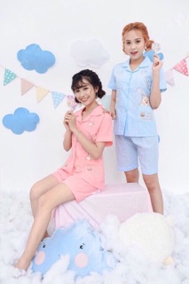 Bộ pijama thêu gấu, hàng nhập