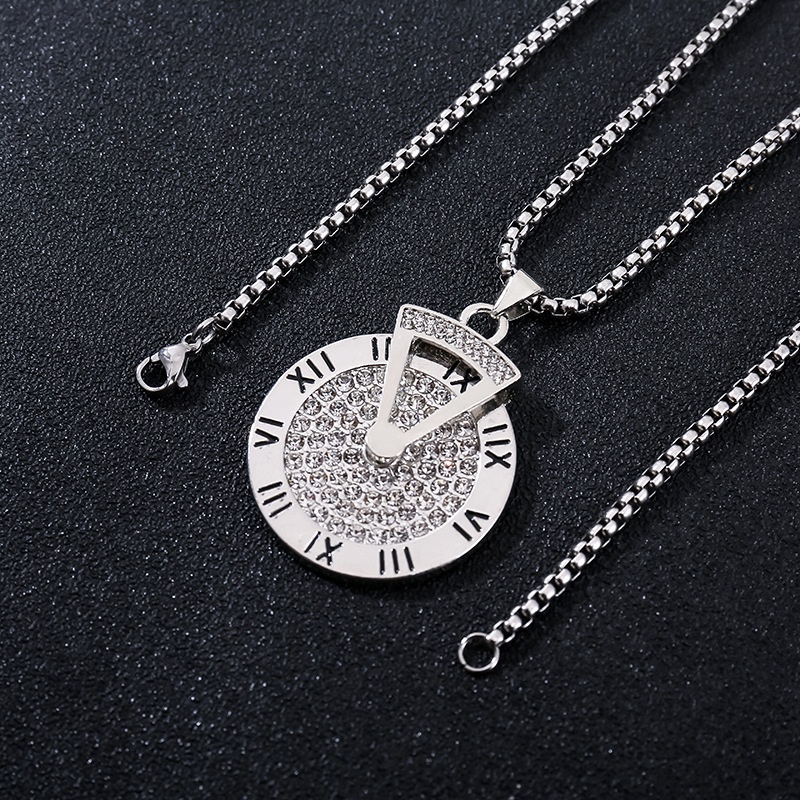 Dây Chuyền Nam Vòng cổ Nam nữ Màu Bạc Saz Store - Vòng Cổ Hình Tròn Chất Liệu Titan Không Gỉ - Clock Chain