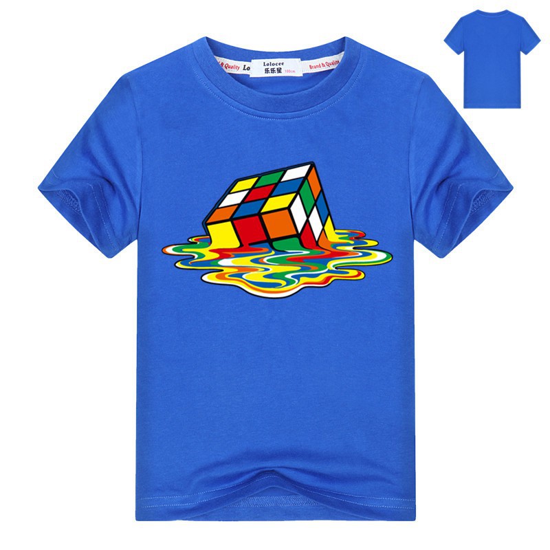 Áo thun ngắn tay in hình khối Rubik sáng tạo dành cho bé