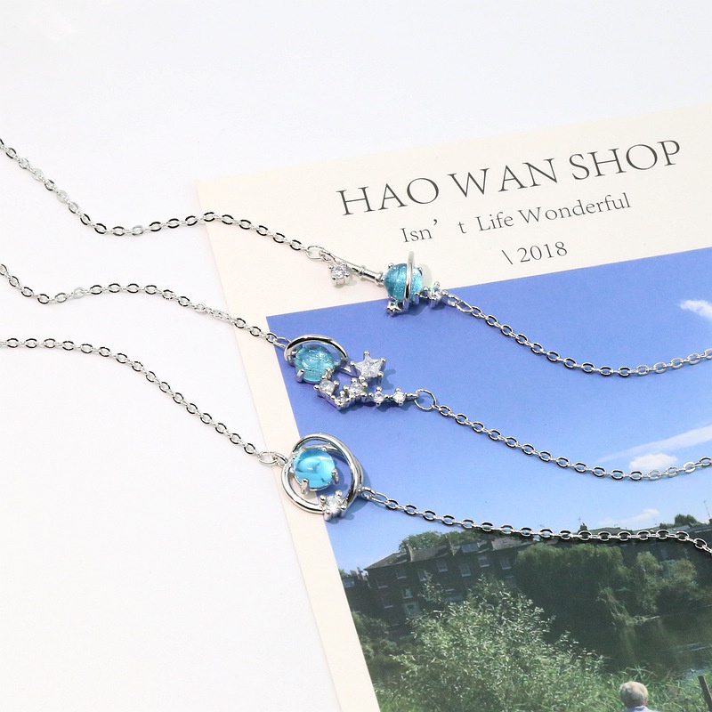 Vòng Tay Màu Bạc Mặt Hình Hành Tinh Xanh Dương Phong Cách Hàn Quốc Cho Nữ | BigBuy360 - bigbuy360.vn