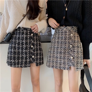 Chân váy tweed 2 màu đen - trắng
