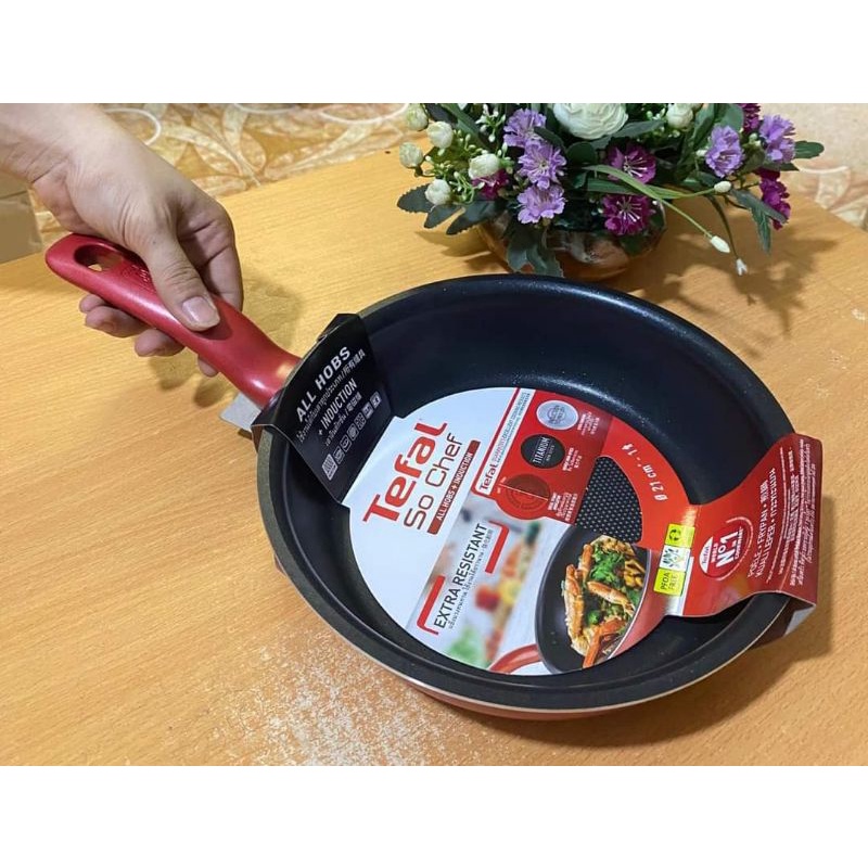 Chảo Tefal So Chef 21cm cạn lòng màu đỏ cao cấp chính hãng DrbStore