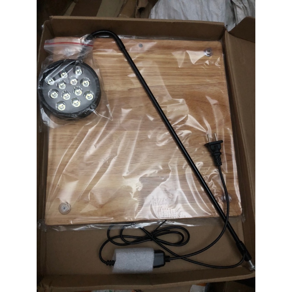 Đèn led kèm đế gỗ 12W cỡ lớn chuyên dụng cho bể cá hình tròn tetarium- Đèn led cho bể bán cạn