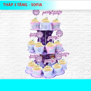 THÁP 3 TẦNG ĐỂ BÁNH CUPCAKE CÔNG CHÚA SOFIA