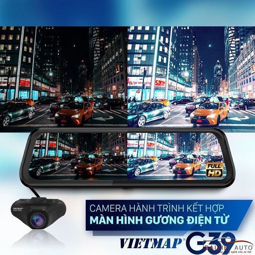 Camera Hành Trình VietMap G39 quay hai mắt trước & sau kết nối wifi, gps, cảnh báo giao thông bằng giọng nói.