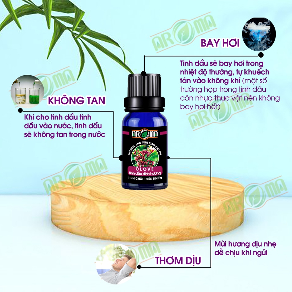 Tinh dầu Đinh hương Clove AROMA, tinh dầu thơm phòng, thư giãn, giảm căng thẳng, ổn định tim mạch