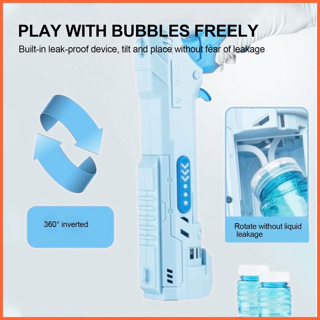 Máy Thổi Bong Bóng Xà Phòng Tự Động Có Nhạc Xoay 360 Độ Chống Rò Rỉ Cho Bé