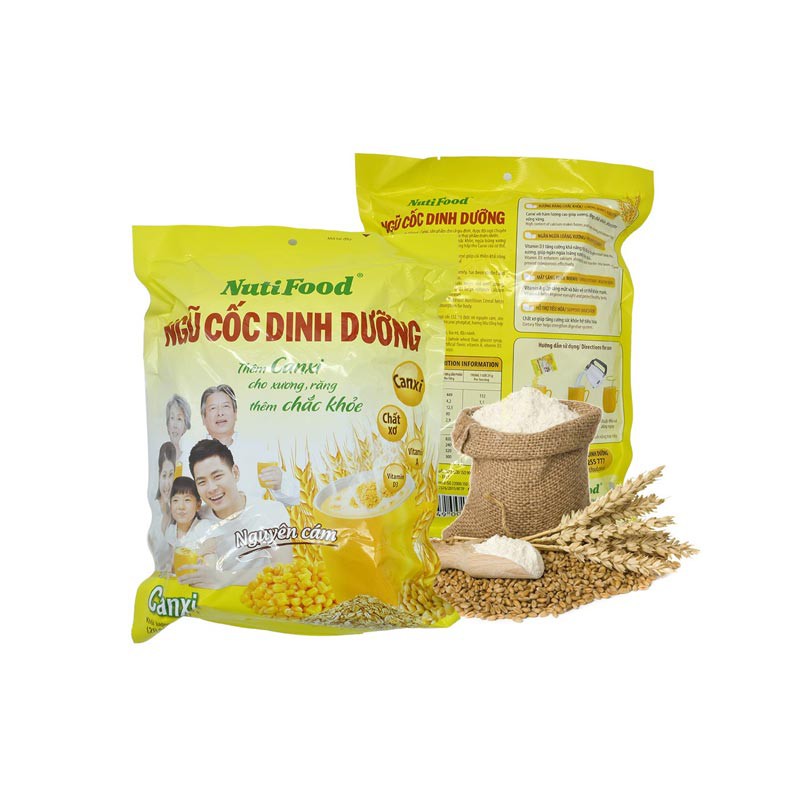 Bột ngũ cốc nguyên cám canxi Nutifood 500g (20 gói)