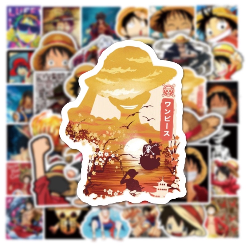 Set 50 Stickers Luffy One Piece Chống Thấm Nước Dán Vali, Mũ Bảo Hiểm, Laptop, Guitar, Ván Trượt, Bình Nước,...