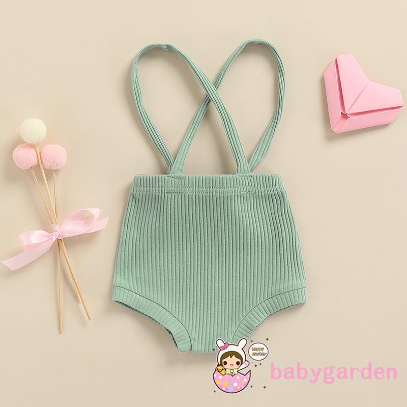 Quần yếm ngắn màu trơn có thể điều chỉnh phong cách mùa hè xinh xắn dành cho bé