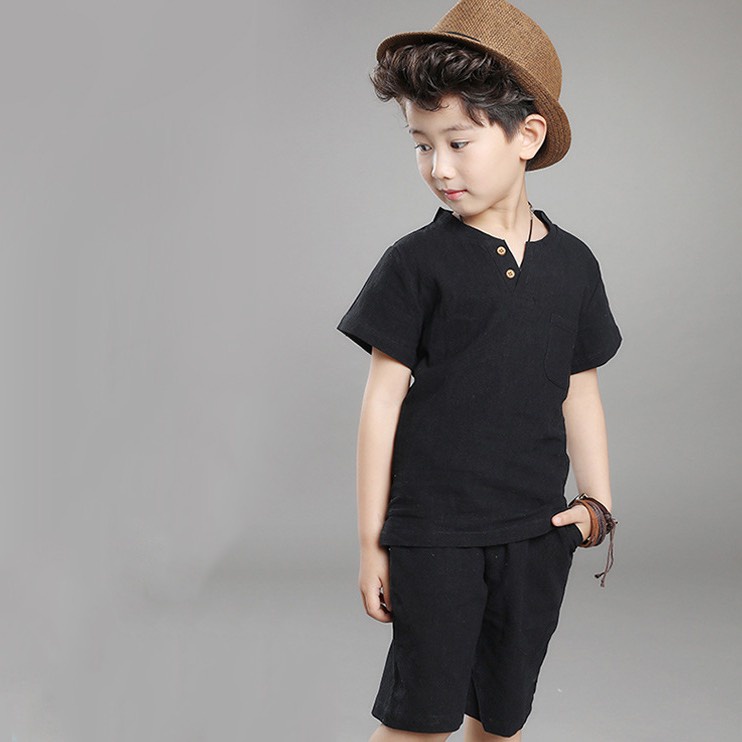 Bộ bé trai Quần -Áo Vải đũi xước, vải mát cho bé Trai 15-45kg