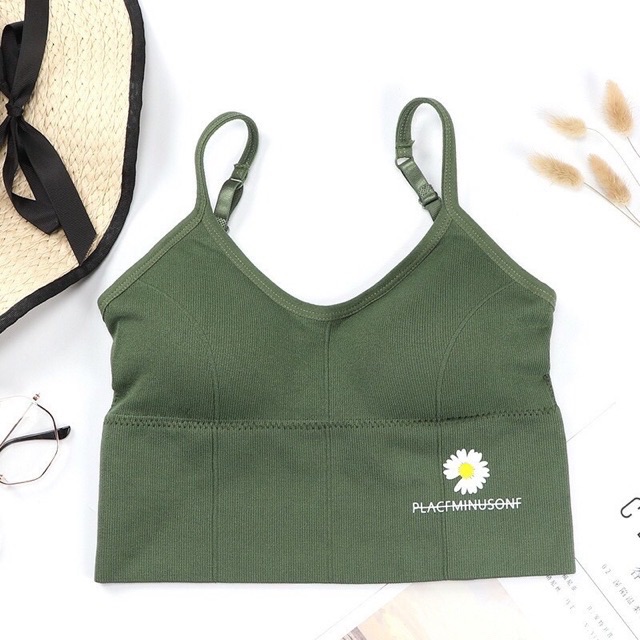 HOT TREND- Áo bra khoét U gân bo nâng ngực cúc hoạ mi