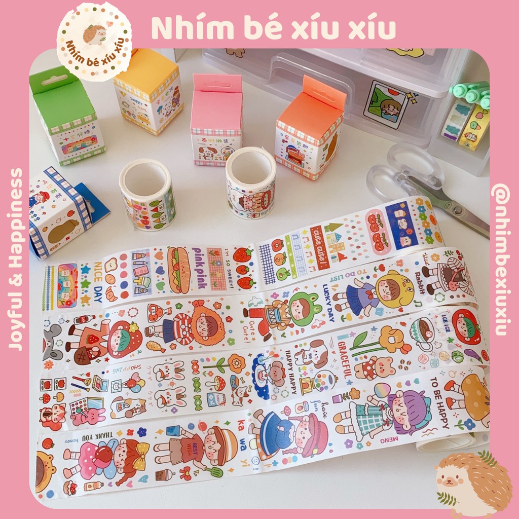Sticker dạng cuộn nhiều màu  hình dán trang trí sổ VT109