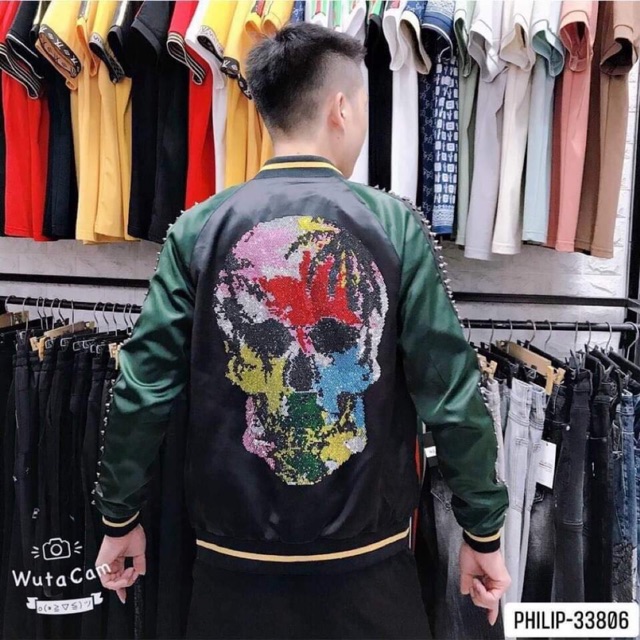 HOT- Áo bomber đầu lâu đính đá, áo khoác đầu lâu - Bee Shop
