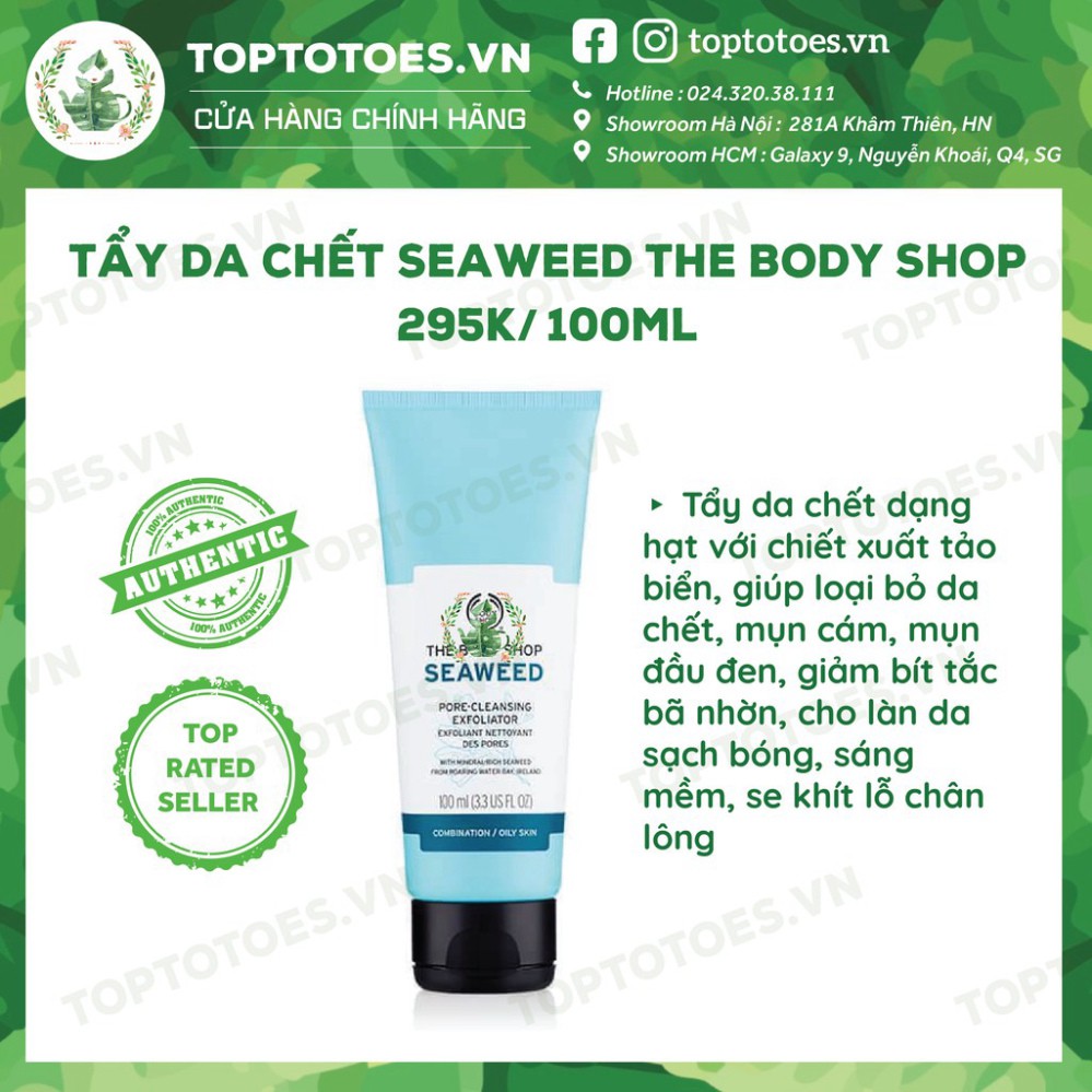 SALE CĂNG Bộ sản phẩm Seaweed The Body Shop sữa rửa mặt, toner, kem dưỡng, mặt nạ, tẩy da chết SALE CĂNG