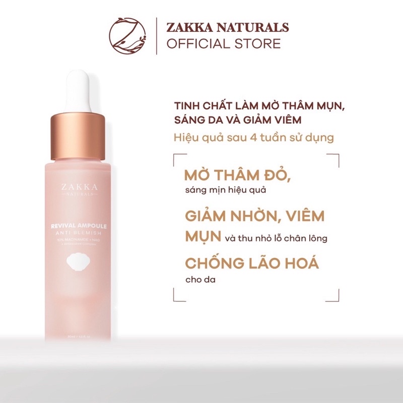 Tinh chất  B3 Zakka Naturals Revival Ampoule Anti Blemish 10% Niacinamide + NAG 30ml