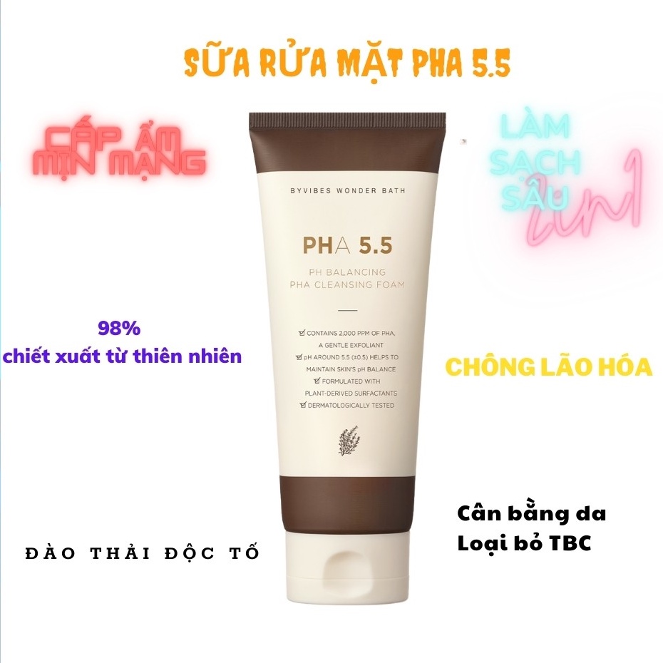 Sữa rửa mặt cân bằng da PHA 5.5 pH Blancing PHA Cleansing Foam 130ml - kaixicosmetics