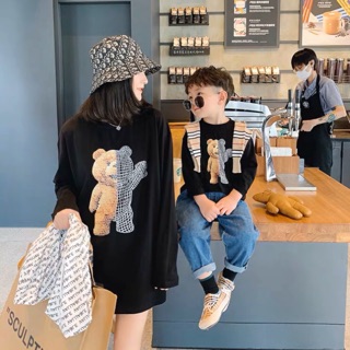 Set áo gia đình gấu cườm năng động iva [order 10-15 ngày] áo đôi