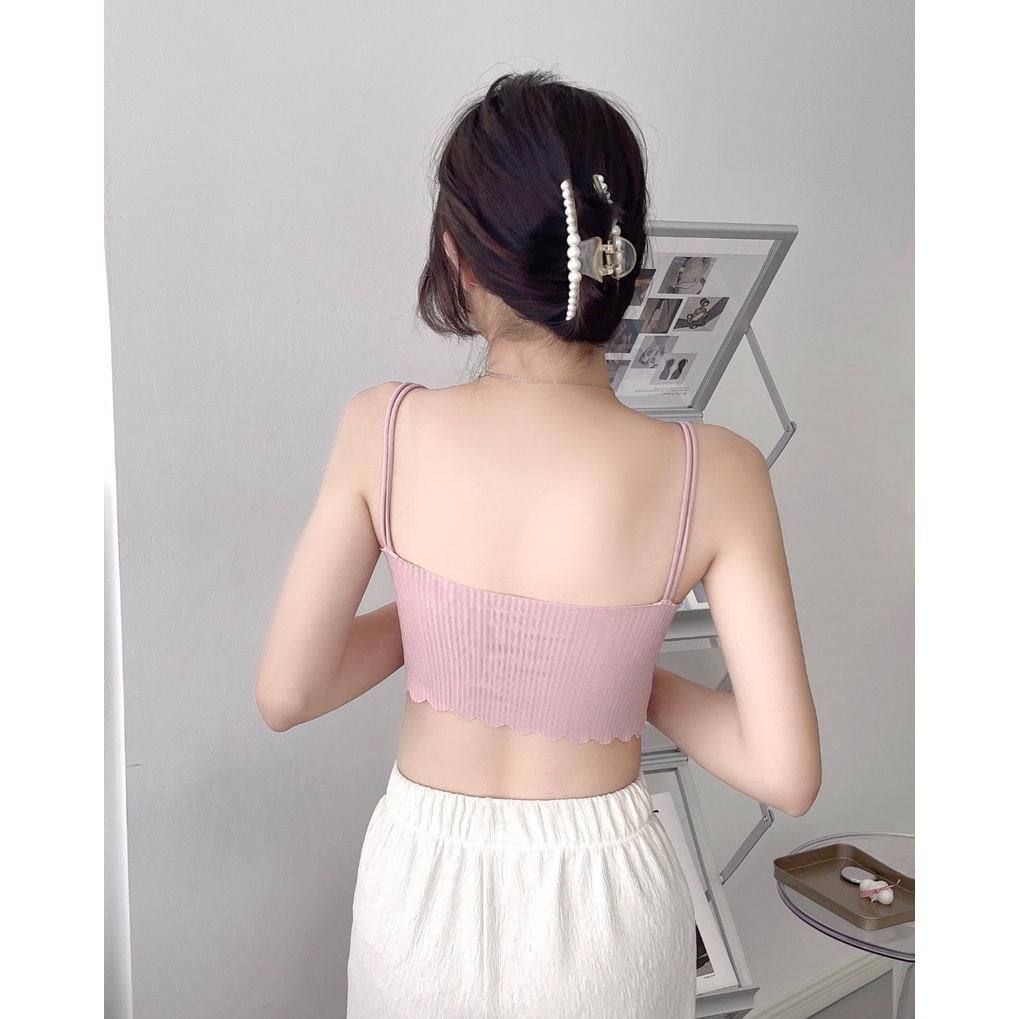 Áo Ngực Lót Lụa Lạnh Mỏng Không Gọng Thép Không Đường May Có Đệm Ngực Lưng Đẹp Mắt Thoải Mái Cho Nữ Sinh