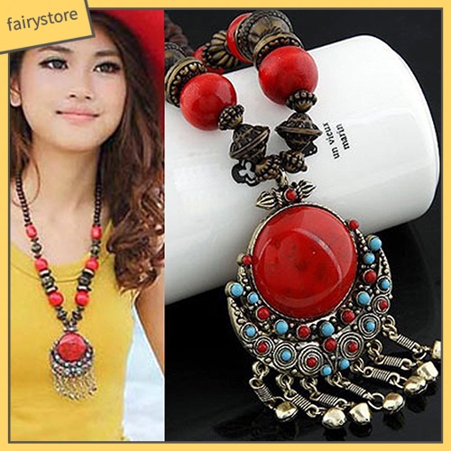 Dây Chuyền Mặt Hình Tròn Phối Tua Rua Phong Cách Bohomian Thời Trang Nữ Độc Đáo