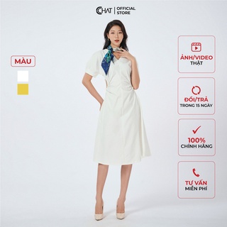 Đầm nữ 𝐂𝐂𝐇𝐀𝐓 cổ v khoét rút eo chất thô cao cấp phong cách trẻ trung 12vnt2032xt